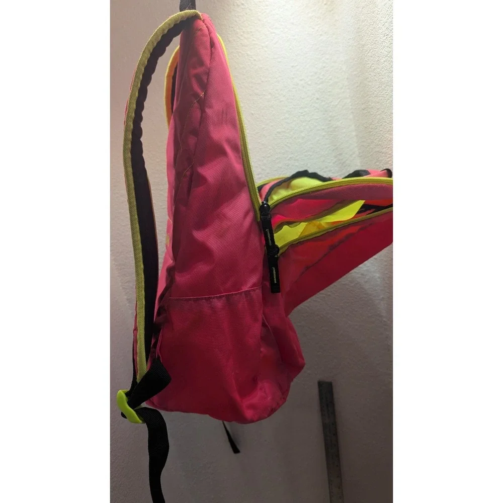 Reebok Pink Lime Green Backpack School Book Bag Daypack Adjustable Straps